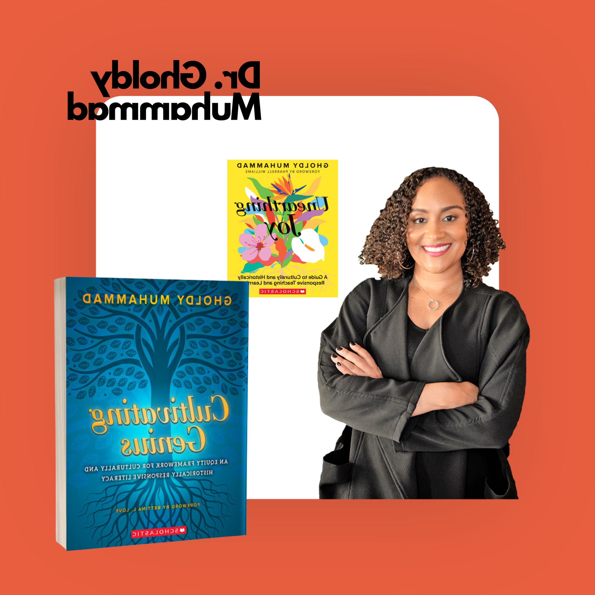 Dr. Gholdy Muhammad with her books Cultivating Genius and Unearthing Joy